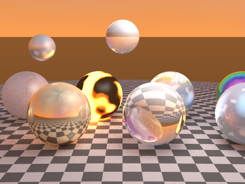 Complex geometry scene with multiple light sources